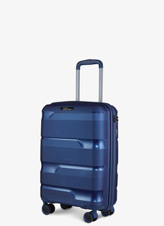 Малый чемодан V&V TRAVEL METALLO ручная кладь на 38 л весом 2,4 кг из полипропилена Синий
